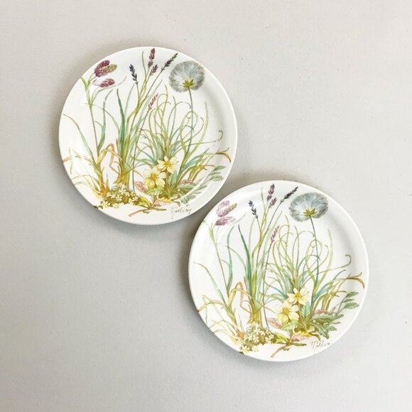 PILLIVUYT France Molling Porcelain Virginie Side Plates Set Of 2 7.75" Botanical - Picture 3 of 12